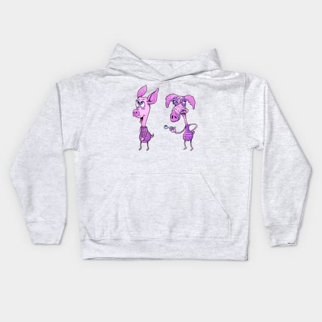 piglet on ice Kids Hoodie by idrawcartoons